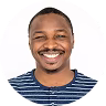 happy man in a striped shirt