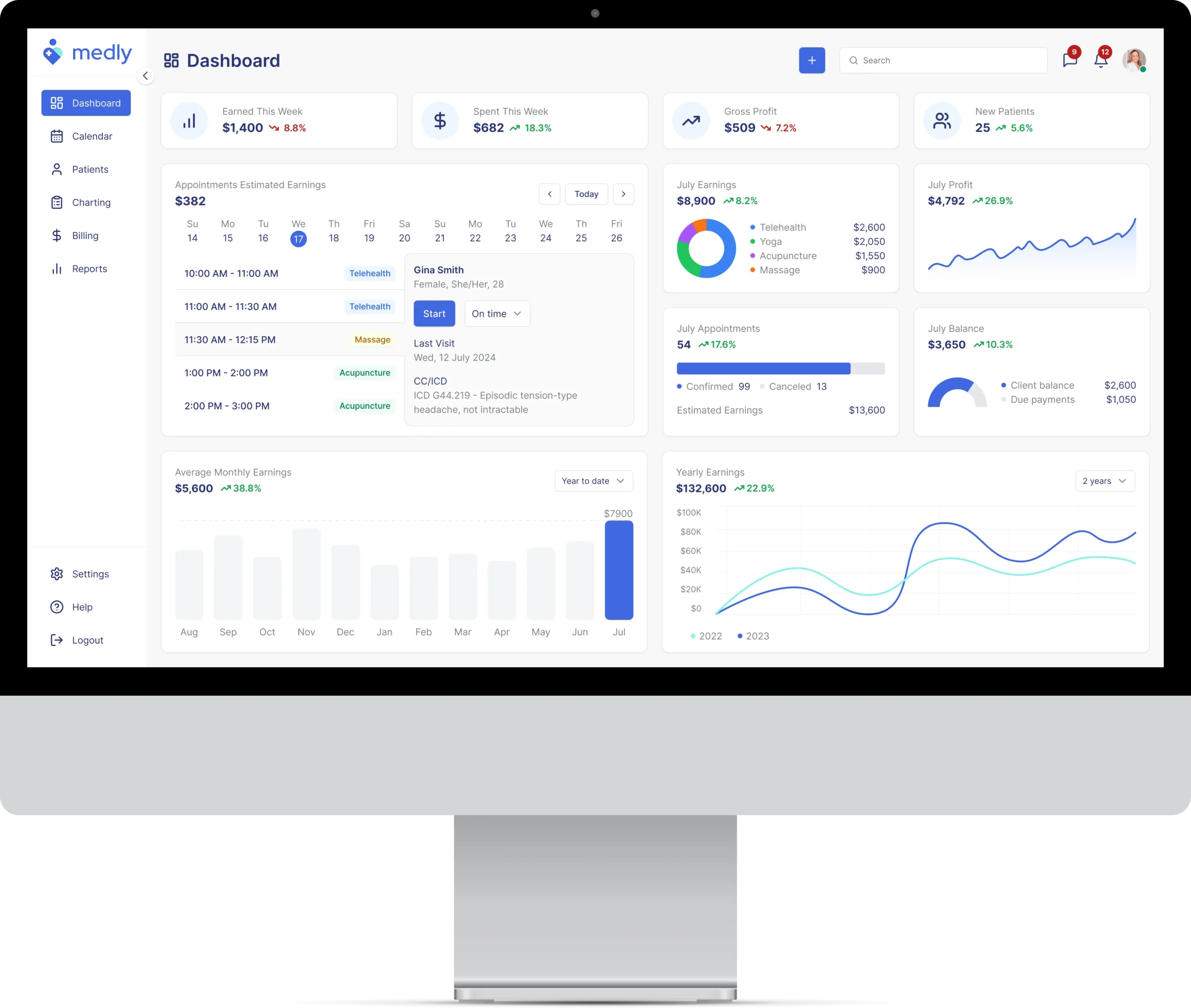 Medly - Desktop - Dashboard